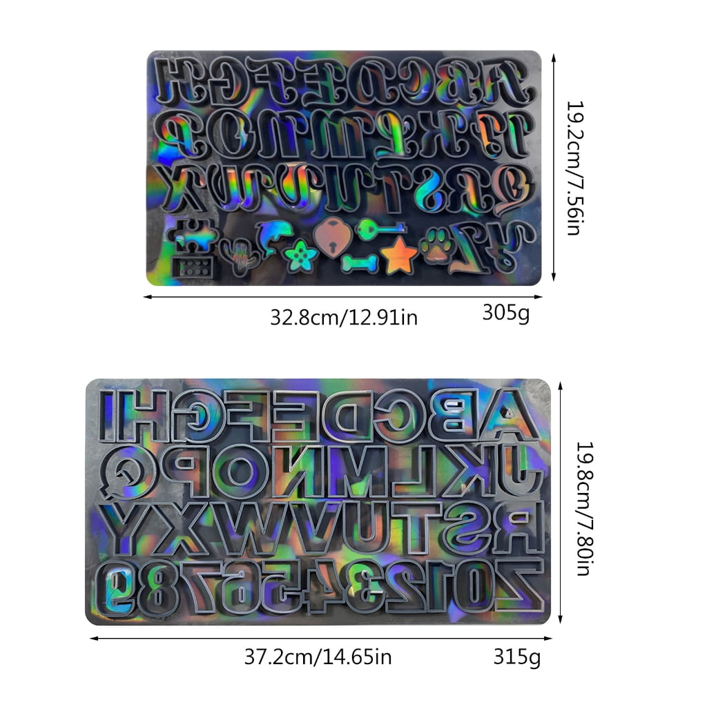 Milue Number Letter Resin Molds Holographic Alphabet Epoxy Casting Mold for Keychain