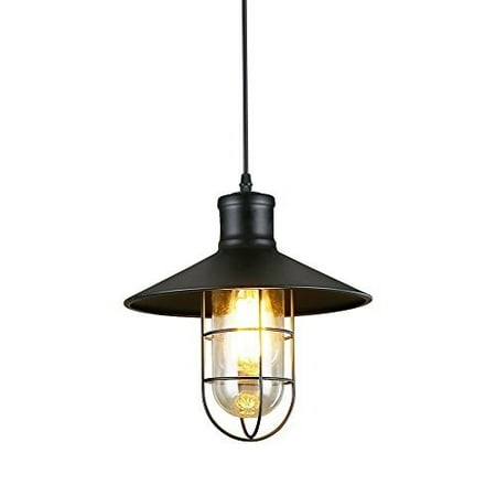 Industrial Pendant Light Ivalue Vintage Barn Fixture Industrial Pendant Light Ivalue Vintage Barn Fixture With Cage Lamp Shade E26 Metal Black