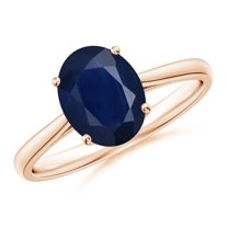 ANGARA Natural Oval Solitaire 2 ct Blue Sapphire Engagement Ring in 14K Rose Gold for Women (Size-9x7mm) | September Birthstone, Anniversary, Jewelry Gift for Women | Natural Blue Sapphire Ring