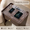 thumbnail image 4 of SinCiDo Modern Nightstand Set of 2 with Storage Drawer, 23.6" Tall Curved Bedside Table with Charging Station for Bedroom, Living Room, 4 of 7