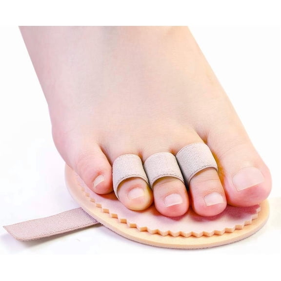 Welnove Hammer Toe Corrector Toe Straightener Pack of 2 with 3 Holes for Claw Toe Mallet Toe Contracted Toe Hammer Toe Splint,Beige