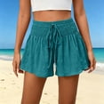 thumbnail image 5 of Ounisa Women's Summer Casual Fashion Solid Drawstring Elastic Waist Loose Culottes Shorts Flowy Breathable Lightweight Airy Shorts, 5 of 7