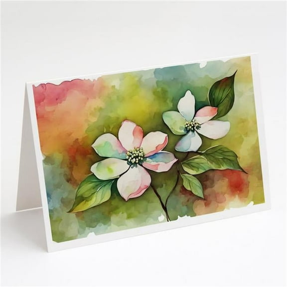 Virginia American Dogwood in Watercolor Greeting Cards and Envelopes Pack of 8 7 in x 5 in