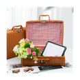 thumbnail image 3 of Retro Imitation Rattan Picnic Basket Woven Suitcase Hand Woven Photography Props Storage Pink, 3 of 7
