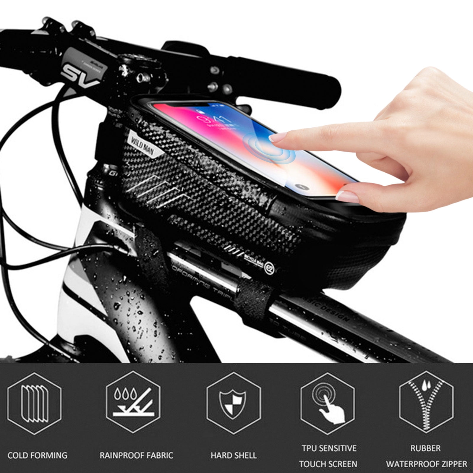 FM/_ WATERPROOF CYCLING BIKE BICYCLE FRONT FRAME PANNIER TUBE BAG MOBILE PHONE OP
