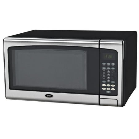 Oster 1.1 Cu Ft 1000 Watts/Push Button with Stainless Steel Trim/Black Cabinet