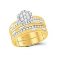 thumbnail image 2 of 14kt Yellow Gold His Hers Round Diamond Cluster Matching Wedding Set 3/4 Cttw, 2 of 4