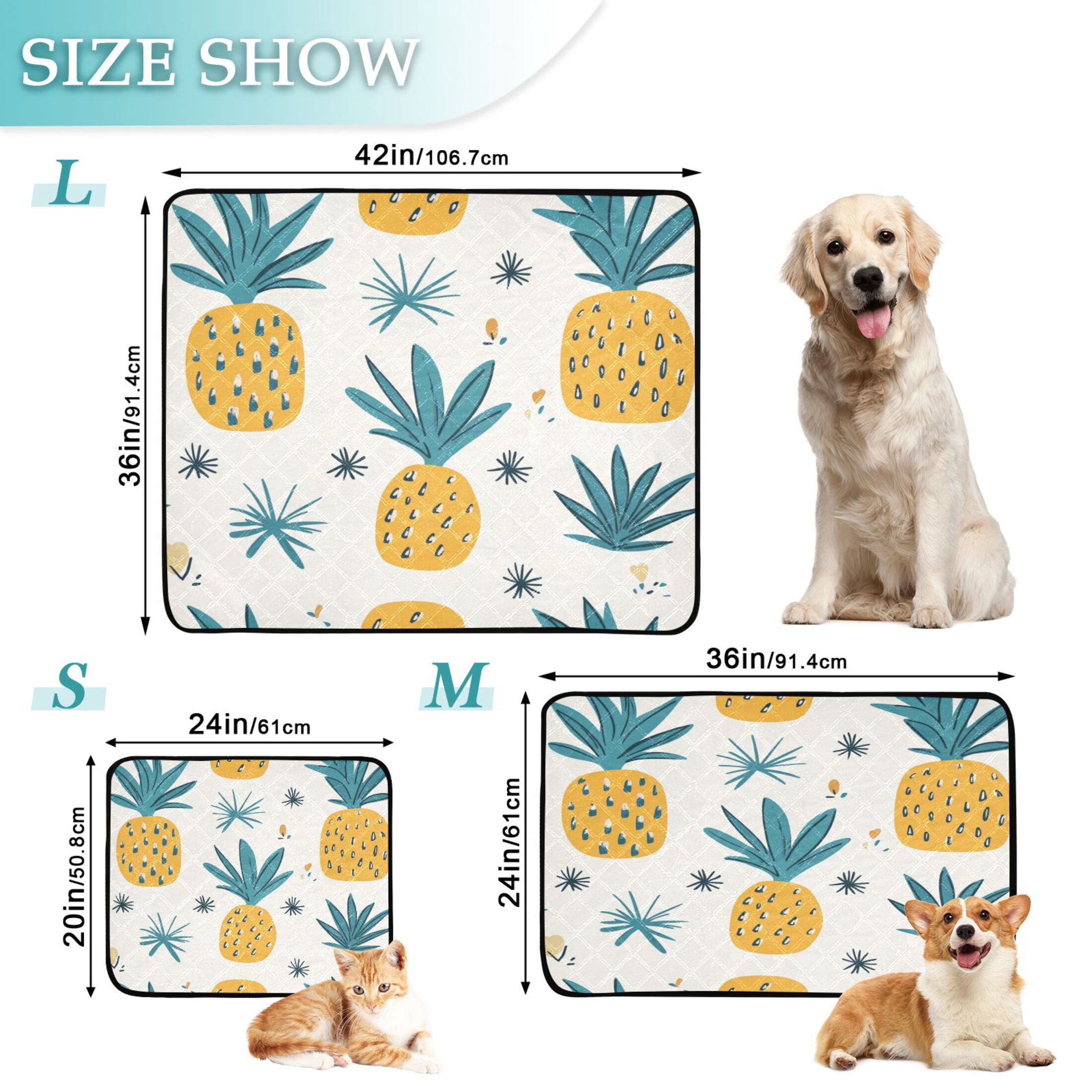 Qxltty Illustration Of Pineapples with White Background Cat litter Pads Pet Set of 3 Diaper Mats Center Anti-leakage Layer Absorbent Soft and Comfortable