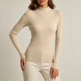 thumbnail image 6 of Women's Mock Neck Long Sleeve Shirts Ribbed Knit Lightweight Pullover Sweater Stretch Fitted Thermal Top Dressy Tops, 6 of 7