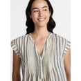 thumbnail image 5 of Time and Tru Women's Linen Blend Pintuck Top with Short Sleeves, Size XS-XXXL, 5 of 6
