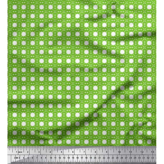 Soimoi Polyester Crepe Fabric Octagon & Triangle Geometric Print Fabric by The Yard 52 Inch Wide