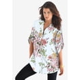 thumbnail image 2 of Roaman's Women's Plus Size Pintuck Tunic Blouse – Y-Neck & Roll-Tab Sleeves, 2 of 4