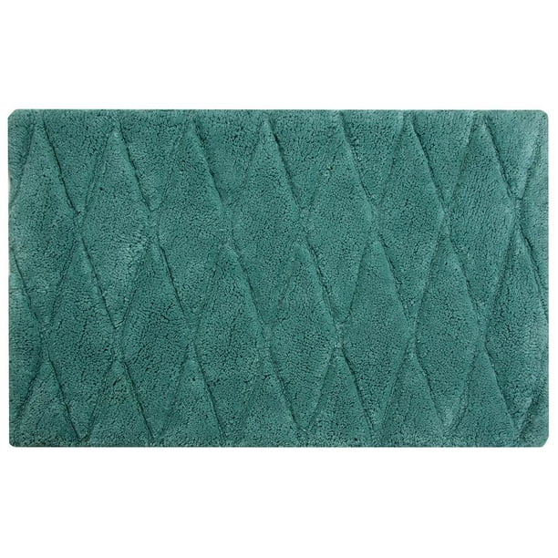Raised Diamond Pattern Bath Rug in Blue (36 in. L x 24 in. W)