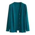 thumbnail image 3 of Ahuyic Fall Womens Coats,Cardigan Long Sleeve Solid Buttons Knit Top For Fall,Blue,XL, 3 of 5