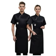 MQLKF Unisex Mens Chef Coat Jacket Women Kitchen Restaurant Cooking Work Chef Uniformss Shirt Tops Fashionable Breathable Mens Tops