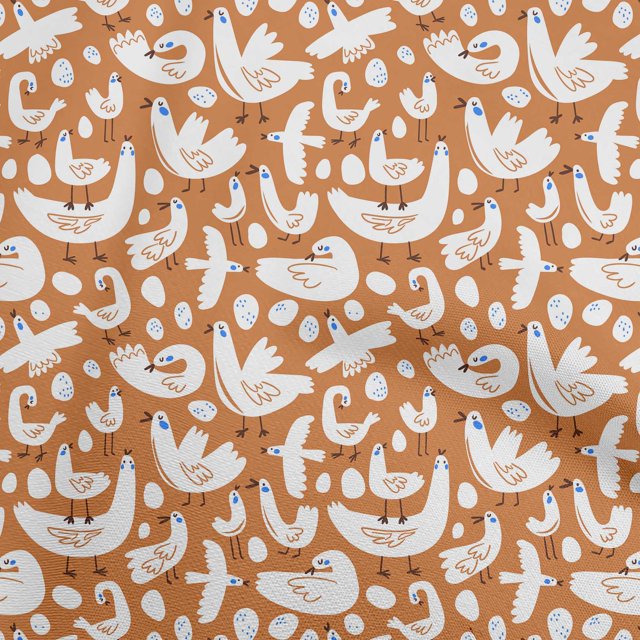 oneOone Velvet Rust Brown Fabric Bird Dress Material Fabric Print Fabric By The Yard 58 Inch Wide