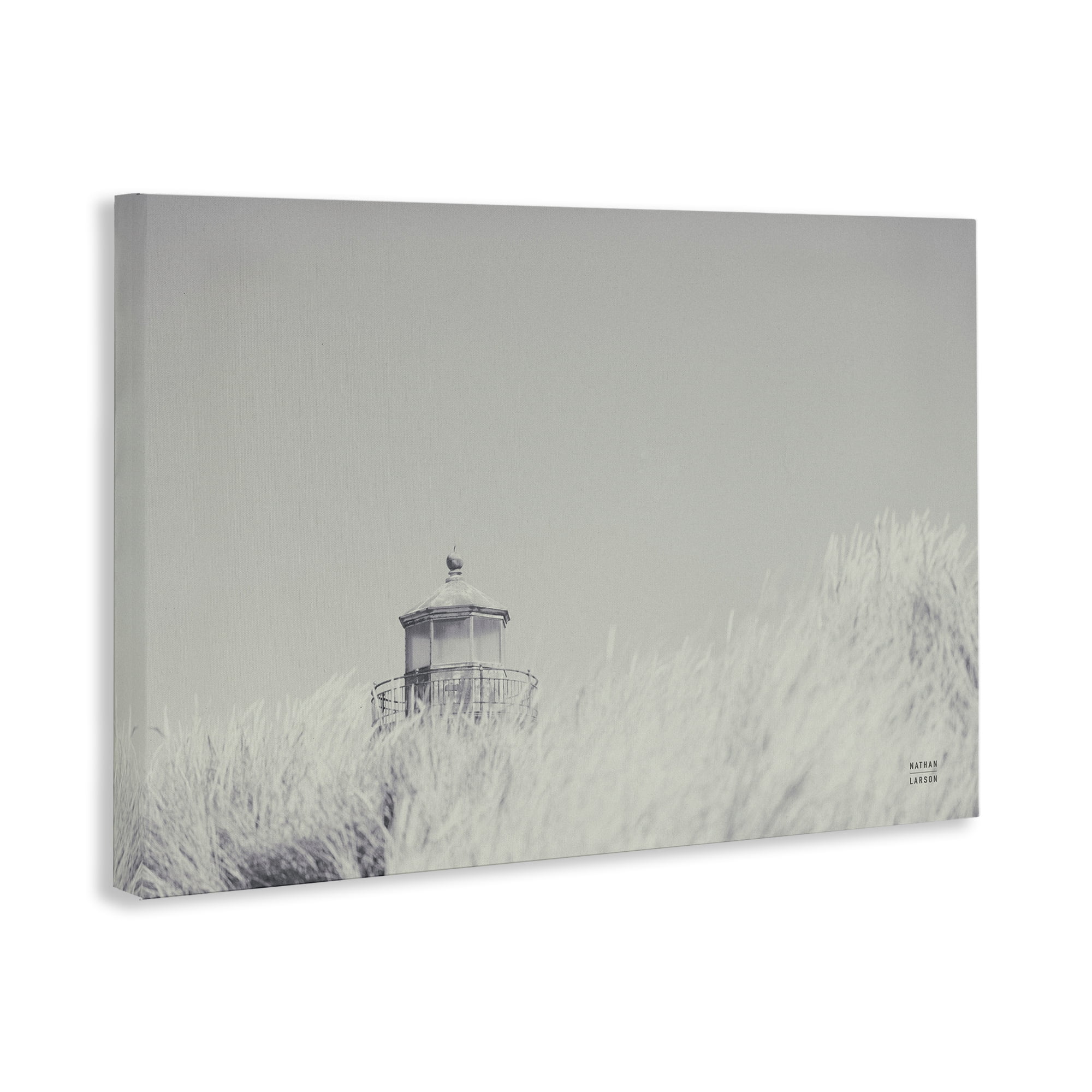 Stupell Industries Grey Lighthouse View Landscape Photography Gallery Wrapped Canvas Art Print Wall Art, 36 x 24