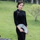 thumbnail image 5 of ALSLIAO - Nuevo y lujoso vestido largo de terciopelo para mujer, cheongsam chino, corte entallado, qipao negro, talla 2XL, 5 of 8