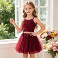 thumbnail image 2 of Ymyiu Toddler Outfit Sets Girls Girl's 2 Piece Summer Outfits Floral Cami Crop Top and Mesh A Line Mini Skirt Matching Set 5T(Wine, 5 Years), 2 of 6