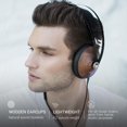 thumbnail image 3 of Meze 99 Classics Wired Wooden Closed Back Over Ear Headphones with Microphone (Walnut/Gold), 3 of 6