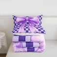 thumbnail image 5 of Erosebridal Girls Ribbon Bowtie Queen Comforter Set,Purple Geometric Plaid Bedding Comforter Set For Kids,Reversible,3pcs, 5 of 7