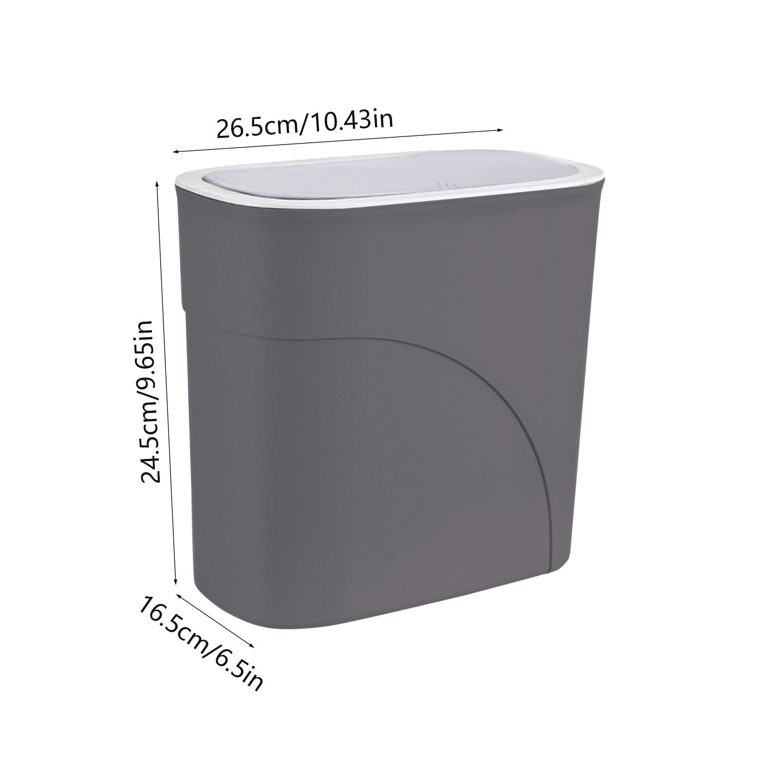 Bilqis Bathroom Trash Can with Lid, Plastic Wastebasket with Pop-Up Lid, Slim Plastic Garbage Bin for Dorm, Office, Bedroom, Kitchen, Living Room