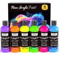 thumbnail image 1 of Set de pintura acrílica Nicpro 6 colores fluorescentes, 120 ml, luz negra, 1 of 7