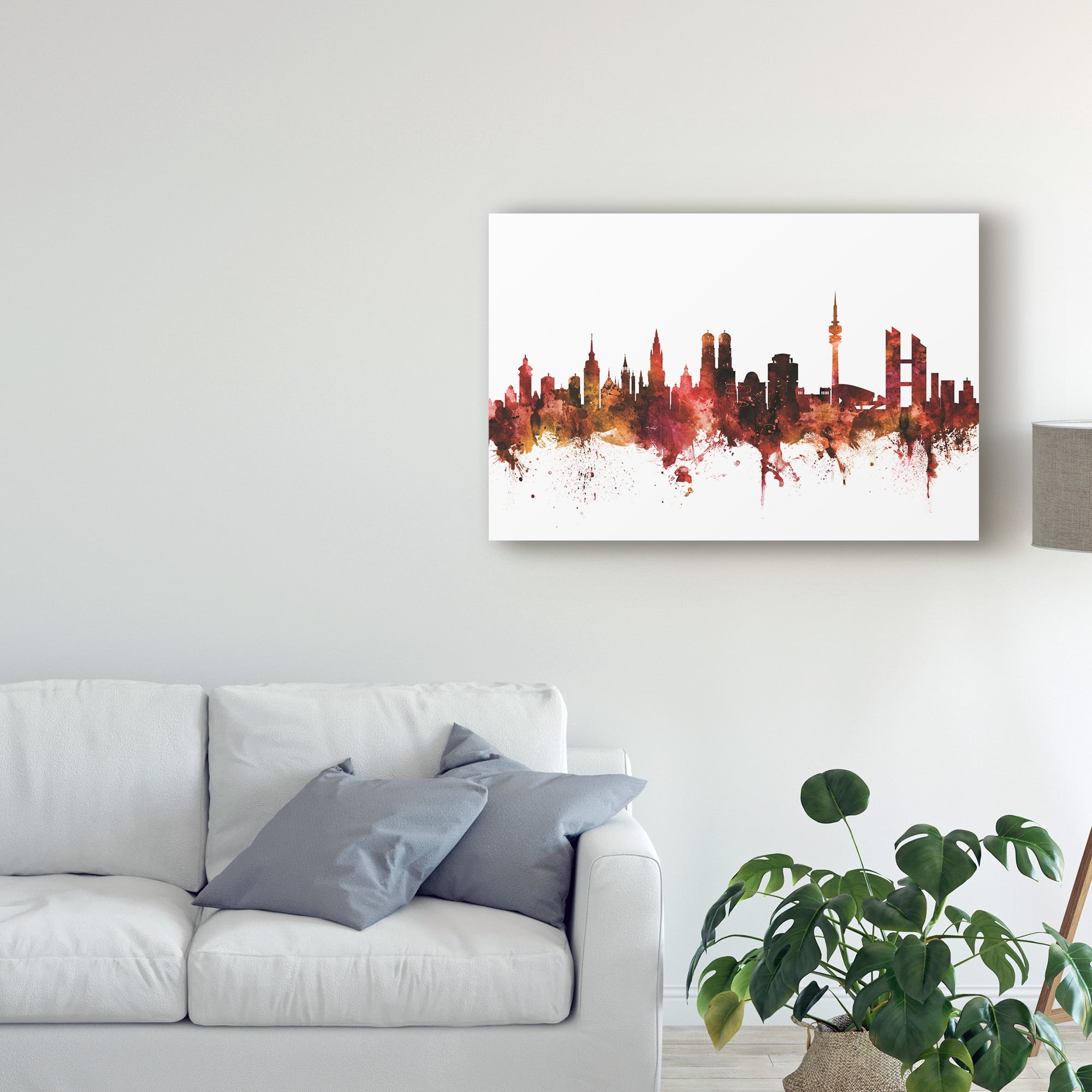 Trademark Fine Art 'Munich Germany Skyline Red' Canvas Art by Michael Tompsett