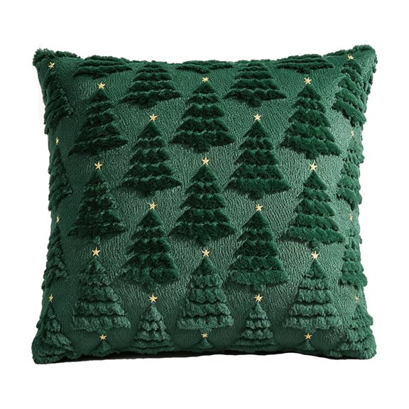 Christmas Pillow Covers Soft Plush Faux Fur Pillow Cases Christmas Tree Decoration Cushion Covers Xmas Holiday Home Decor