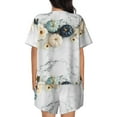 thumbnail image 3 of Bingfone Pumpkin And White Marble Print Pajamas Sets for Women Soft Short-Sleeved Pjs with Lounge Shorts Two Piece Sleepwear, 3 of 8