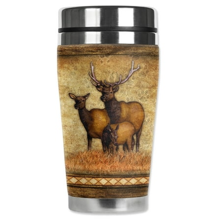 

Mugzie brand 20-Ounce MAX Stainless Steel Travel Mug with Insulated Wetsuit Cover - Elk s