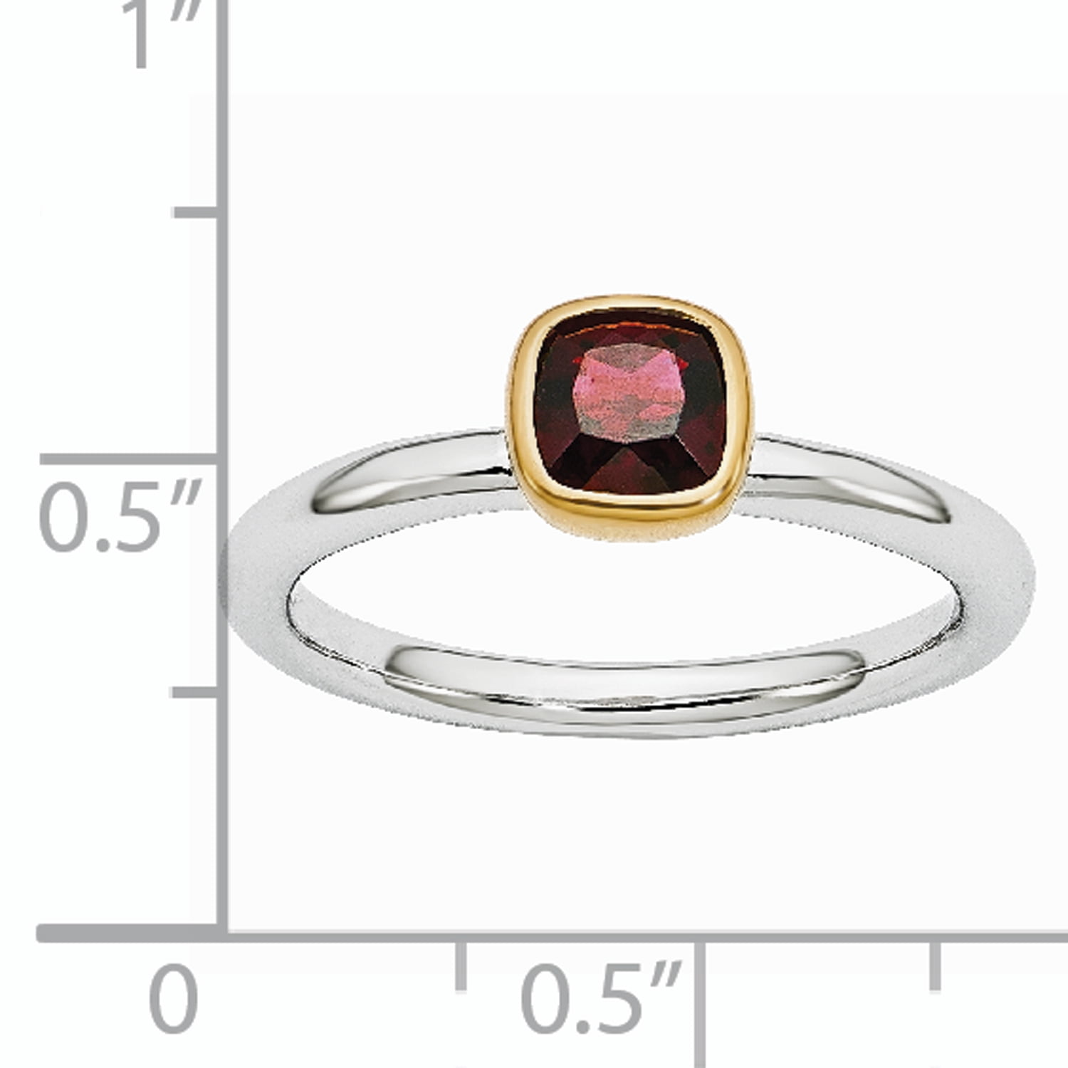 Garnet Sterling Silver with Gold-Plate Ring