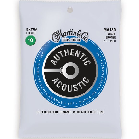 Martin Authentic SP Acoustic Guitar Strings - 12 String, 80/20, Extra Light