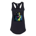 thumbnail image 2 of Wild Bobby, Colorful Cosmic Neon Astronaut Lunar Spaceman Moon Galaxy, Fashion, Women Racerback Tank Top, Black, Small, 2 of 4