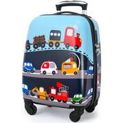 Lttxin Kids Rolling Luggage with Wheels Hard Shell Carry On Suitcase 18 inch for Toddler Boys Veholes