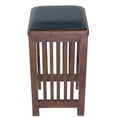 thumbnail image 3 of Faux Leather Upholstered Wooden Backless Barstool, Dark Brown, 3 of 5