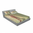 thumbnail image 3 of Ambesonne Fantasy Fitted Sheet & Pillow Sham Set, Fashion Retro Art, Twinxl, Orange Green, 3 of 3