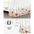 thumbnail image 3 of Pastoral Wild Flowers Bed Skirt Farmhouse Floral Leaves Plants Bed Skirts California King Size 16 Inch Drop, Wrap Around Dust Ruffle&nbsp;Bedskirt with Adjustable Elastic Belt for Queen Size Beds, 3 of 7