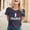 Grey, variant on Women Tshirts Tricolor Print Short Sleeve Crewneck France Top Womens Blouses Black XL