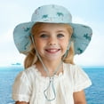 thumbnail image 2 of WUXIAN Baby Girls Sun Hats Cartoon Print Sun Hat Upf 50+ Outdoor Adjustable With Wide Brim Bucket Hats For Kids Toddler Beach Safari Hat,Light Blue,3-6 Years, 2 of 6