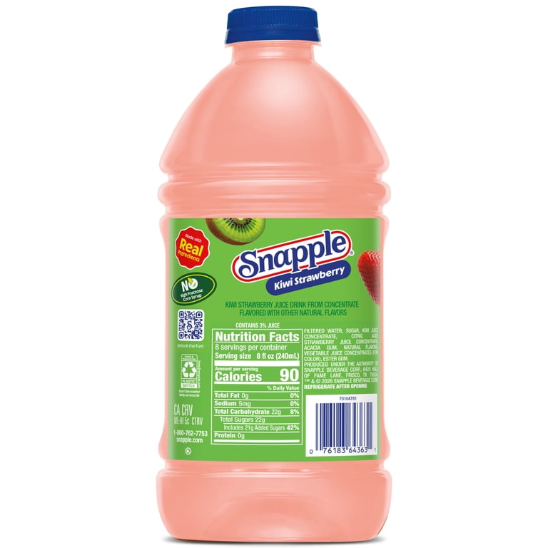 Snapple All-Natural Kiwi Strawberry Juice Drink, Gluten-Free, 64