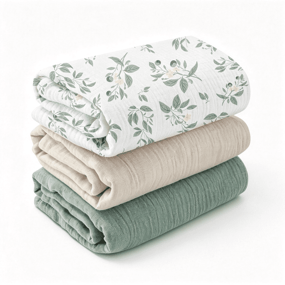 ARLAJO Muslin Swaddle Blankets for Newborns, Large 40’’X38’’, 3-Pack | 100% Cotton, Ultra Soft and Breathable, Gentle on Sensitive Newborn Skin, Multi-Use As Swaddle Wrap, Receiving Blankets