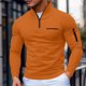 thumbnail image 1 of pstuiky manga larga para hombre, Top a cuadros de cuello alto y manga larga con media cremallera de color liso para hombre camisetas de hombre xxxl, 1 of 8