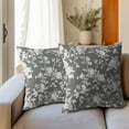 thumbnail image 6 of Vintage Floral Pillow Covers 16x16 Inch Set of 2 Rustic Gray and White Outdoor Decorative Throw Pillows Chinoiserie Flower Toile Pillowcases Cushion Covers for Couch Home Decor, 6 of 6