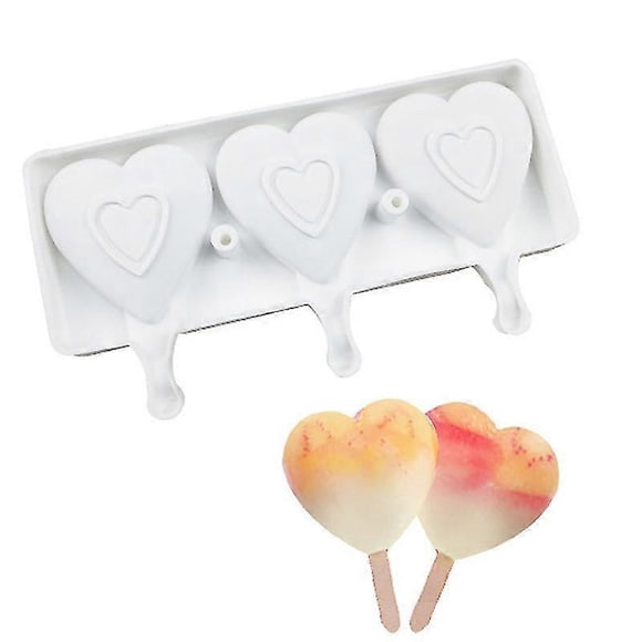 1x Heart Cakesicle Popsicle Ice Cream Silicone Mould 3 Cavity Mold - SFYGV_Perfect Gift