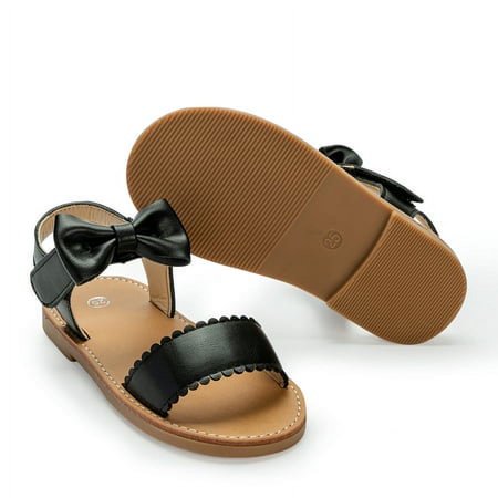 

Meckior Toddler Girls Sandals Open Toe Summer PU leather Shoes for Little Kids