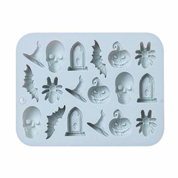 Dinmmgg Cookie Mold Halloween Chocolate Pumpkin Bat Tomb Shape Silicone For Chocolate Candy Gummy Ice Cube Melt Cake Decoration Silicone Baking Making Kit Fo