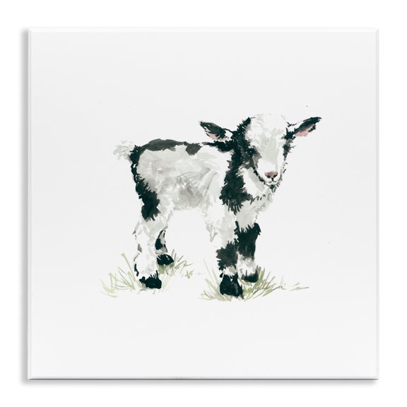 Stupell Industries Rustic Lodge Baby Farm Lamb Minimal Country Animal over White Wall Plaque Art, 12 x 12, by Carol Robinson