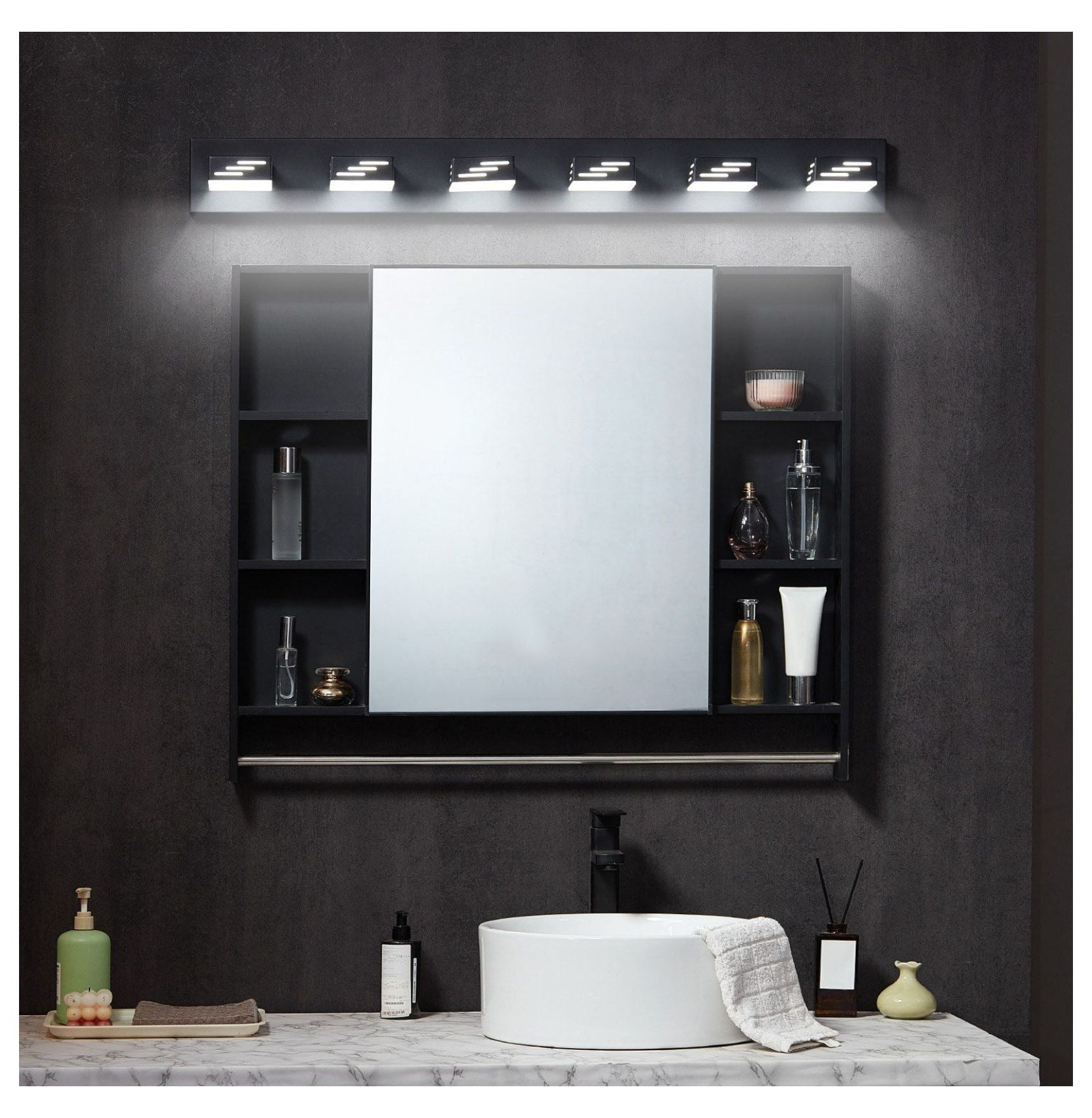 LED Bathroom Vanity Light Fixtures 6-Light, 40.35 Inch Modern Wall Sconce Lighting for Bathroom, Bedroom, Kitchen - 6000K Bright White, Adjustable