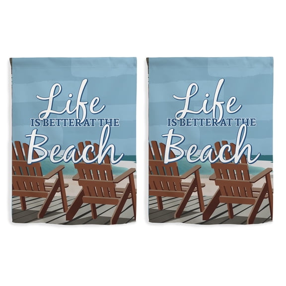 ThisWear Beach House Decor Life is Better at The Beach Summer Beach Flag 2 Pack Vertical House Flags Multi